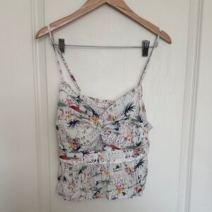 Women's Tropical Print Cami Top - White